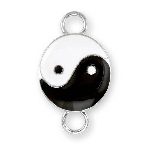 Yin Yang Enamel Bracelet Clasp - 14K Yellow Gold