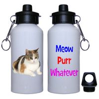 Meow Purr Whatever Water Bottle - Calico Cat