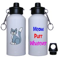 Meow Purr Whatever Water Bottle - Smiling Cats