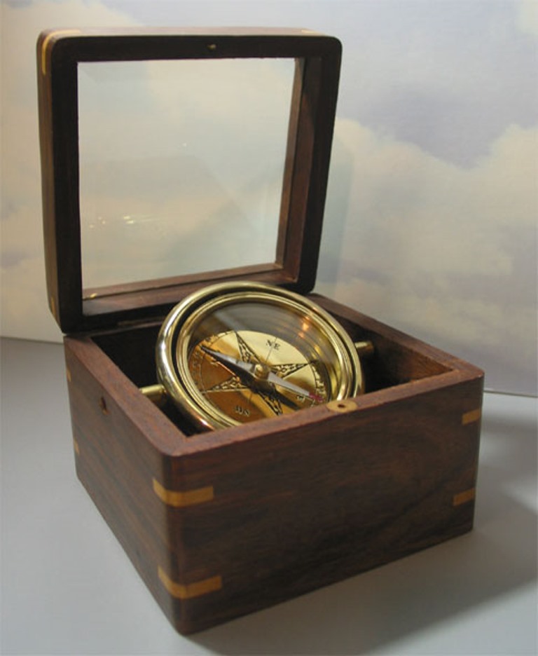 Glass Top Engraved Desk Compass Emerson Do not go where