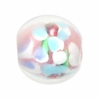 12mm Lt Rose  Floral Round Lampwork Beads (5PK)