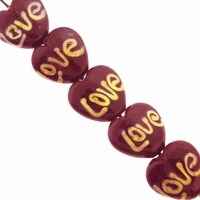 18mm Love Heart Lampwork Beads (5PK)