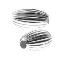 4mm x 7mm Sterling Silver Corrugated Oval Beads (1PC)