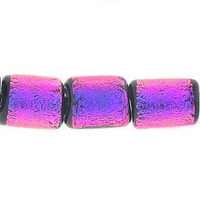 7mm Pink Black Dichroic Tube Glass Bead (1PC)