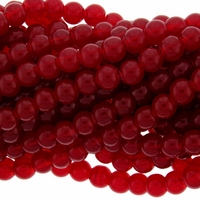 8mm Ruby Round Glass Beads 16 inch Strand