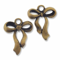 Antiqued Brass 22mm Bow Charm