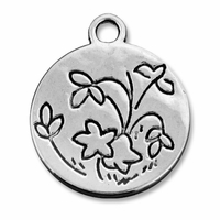 Antiqued Silver Floral Coin Charm (5PK)