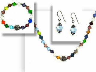 Bicone Circus Necklace, Bracelet, and Earrings Set