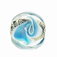 Blue Swirl 12mm Lampwork Disc Bead  (5 PK)