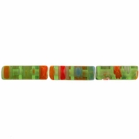 Green Puffed Tube 4x13mm Millefiori Beads (1 Strand)