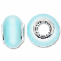 MIOVI Cats Eye Large Hole Beads w/Silver Plated Grommets 14x9mm Turquoise (5PK)