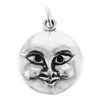 Moon Face Sterling Silver Charm