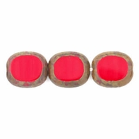 Opaque Red Picasso Oval Window 12/14mm Beads (12PK)