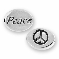 Peace with Peace Symbol Sterling Silver Message Bead