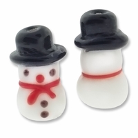 Snowman Black Hat 21mm Lampwork Glass Beads (4PK)