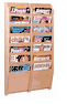 MR-36-14 Oak, WallMount, 14 OverLapping Pockets, Magazine Rack