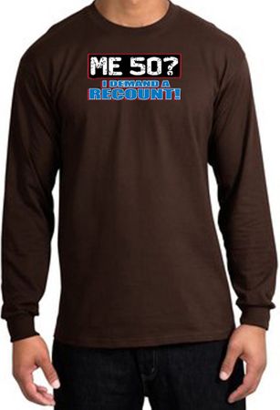 50th Birthday Long Sleeve Shirt - Funny Me 50 Years Brown Longsleeve