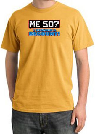 50th Birthday Pigment Dyed T-Shirt - Me 50 Years Mustard Shirt