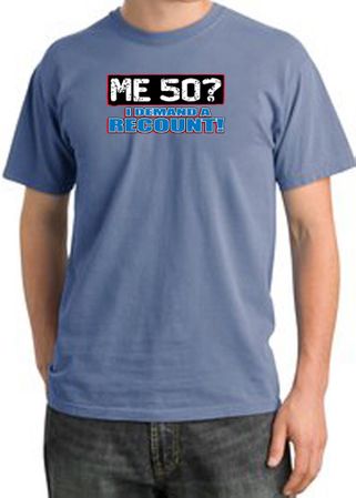 50th Birthday Pigment Dyed T-Shirt - Me 50 Years Night Blue Shirt