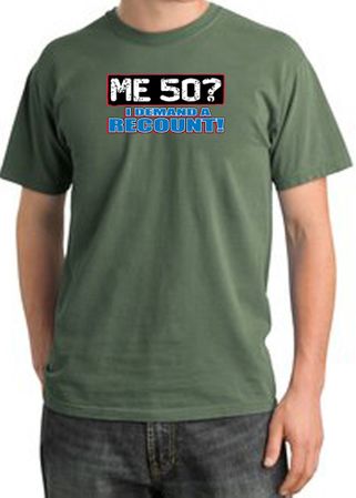 50th Birthday Pigment Dyed T-Shirt - Me 50 Years Olive Shirt