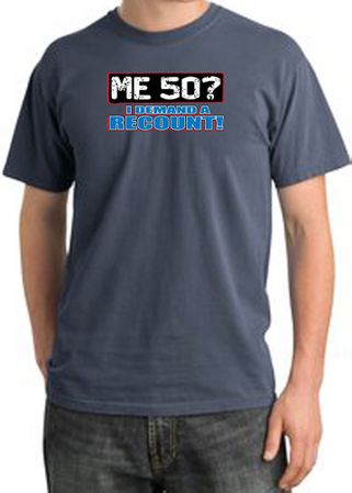50th Birthday Pigment Dyed T-Shirt - Me 50 Years Scotland Blue Shirt