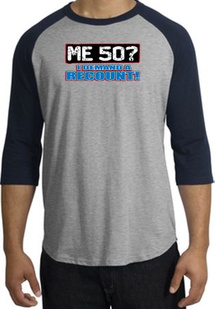 50th Birthday Raglan Shirt Funny Me 50 Years Heather Grey/Navy Tee