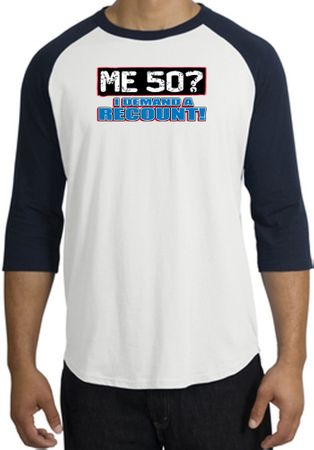 50th Birthday Raglan Shirt - Funny Me 50 Years White/Navy Tee Shirt