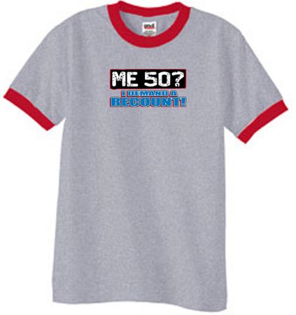 50th Birthday Ringer T-shirt Funny Me 50 Years Heather Grey/Red Tee