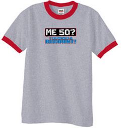 50th Birthday Ringer T-shirt Funny Me 50 Years Heather Grey/Red Tee