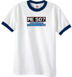 50th Birthday Ringer T-shirt Funny Me 50 Years White/Navy Tee Shirt
