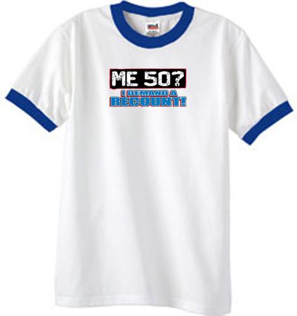 50th Birthday Ringer T-shirt Funny Me 50 Years White/Royal Tee Shirt