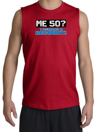 50th Birthday Shooter - Funny Me 50 Years Adult Red Muscle Shirt