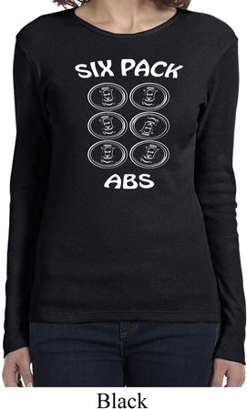 6 Pack Abs Beer Funny Ladies Long Sleeve Shirt