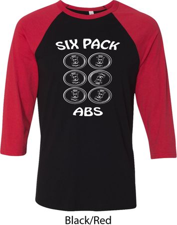 6 Pack Abs Beer Funny Mens Raglan Shirt