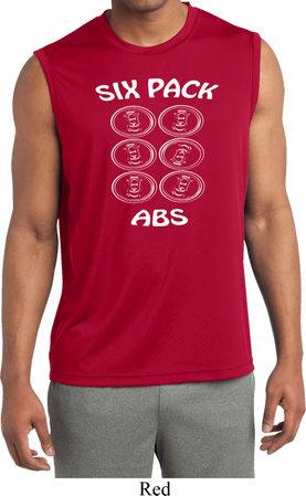 6 Pack Abs Beer Funny Mens Sleeveless Moisture Wicking Shirt