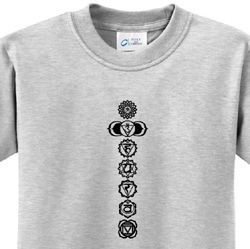 7 Chakras Black Print Kids Yoga Shirts
