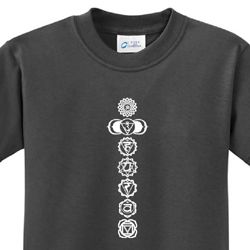 7 Chakras White Print Kids Yoga Shirts