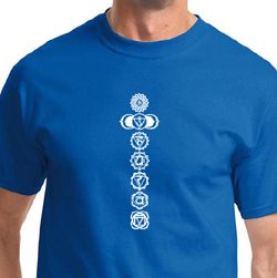 7 Chakras White Print Mens Yoga Shirts