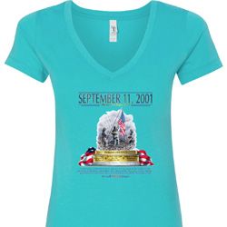 9-11 Never Forget Ladies V-Neck Shirt