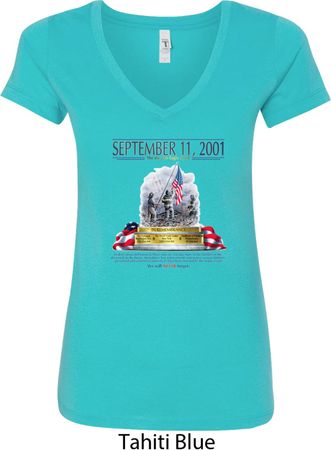 9-11 Never Forget Ladies V-Neck Shirt