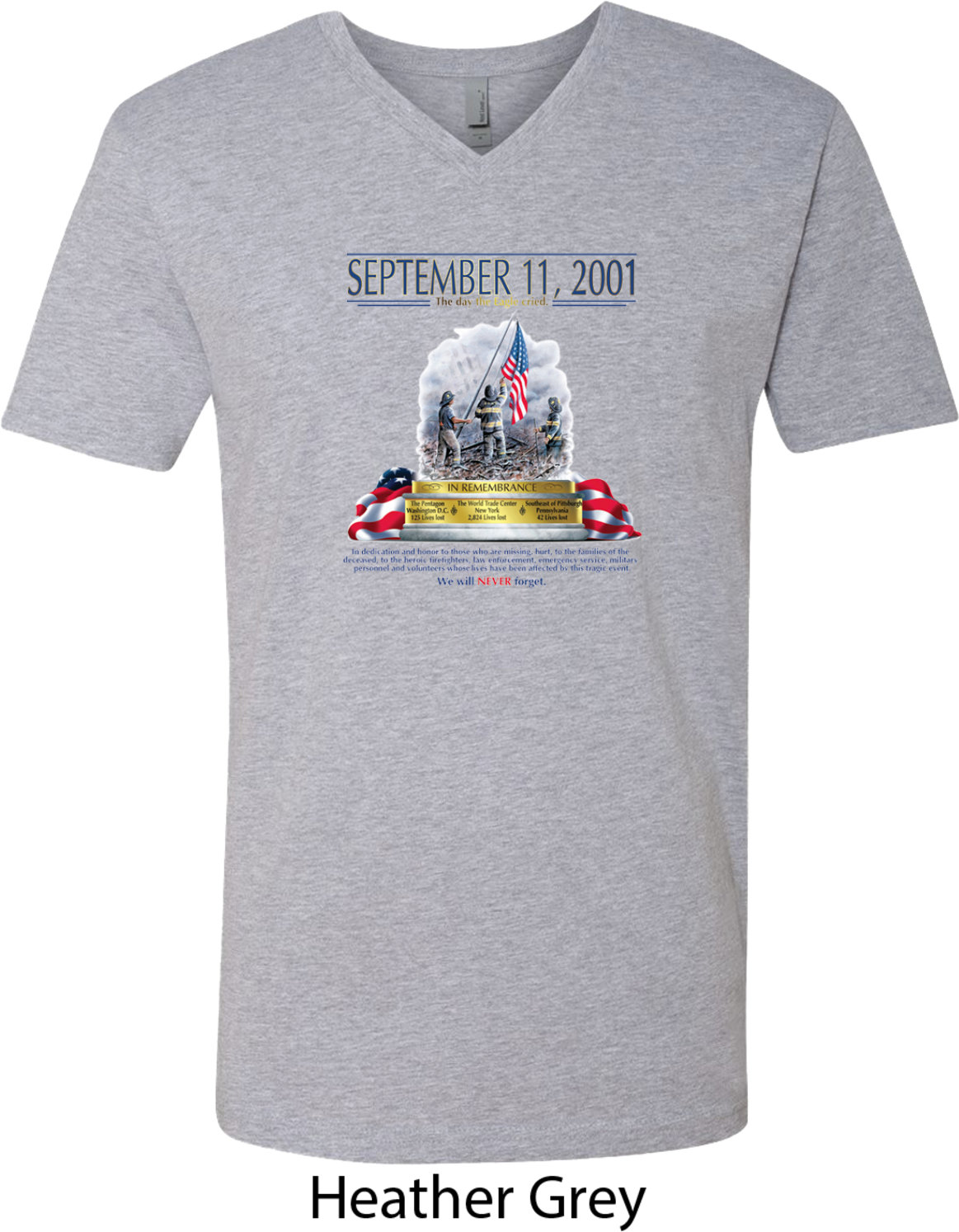 9-11 Never Forget Mens V-Neck Shirt - 9-11 Never Forget Mens Shirts