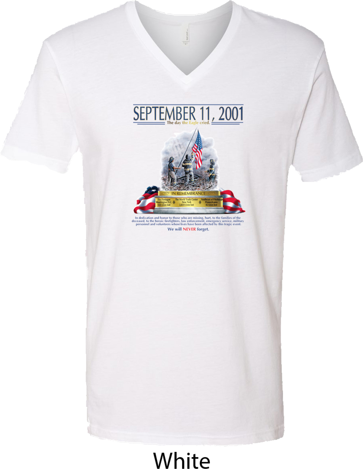 9-11 Never Forget Mens V-Neck Shirt - 9-11 Never Forget Mens Shirts