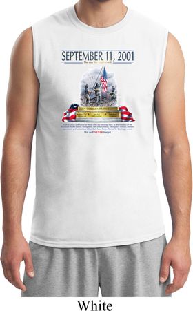 9-11 Never Forget Mens White Muscle Shirt