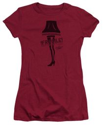 A Christmas Story Juniors Shirt Fragile Leg Lamp Cardinal Red T-Shirt
