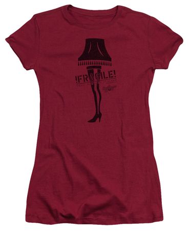 A Christmas Story Juniors Shirt Fragile Leg Lamp Cardinal Red T-Shirt