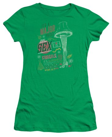 A Christmas Story Juniors Shirt Its A Major Prize Kelly Green T-Shirt