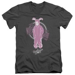 A Christmas Story Slim Fit V-Neck Shirt Pink Nightmare Charcoal T-Shirt