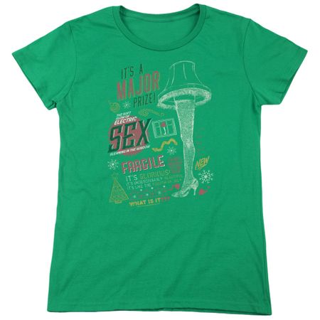 A Christmas Story Womens Shirt Its A Major Prize Kelly Green T-Shirt
