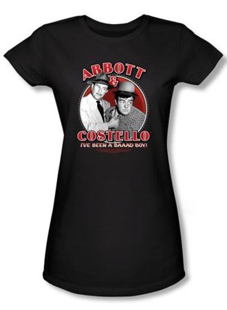 Abbott & Costello Juniors Shirt Funny Bad Boy Black Tee T-shirt