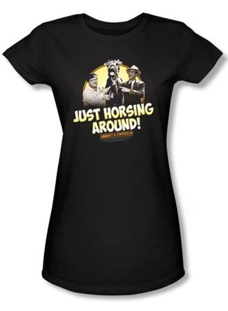 Abbott & Costello Juniors Shirt Horsing Around Black Tee T-shirt